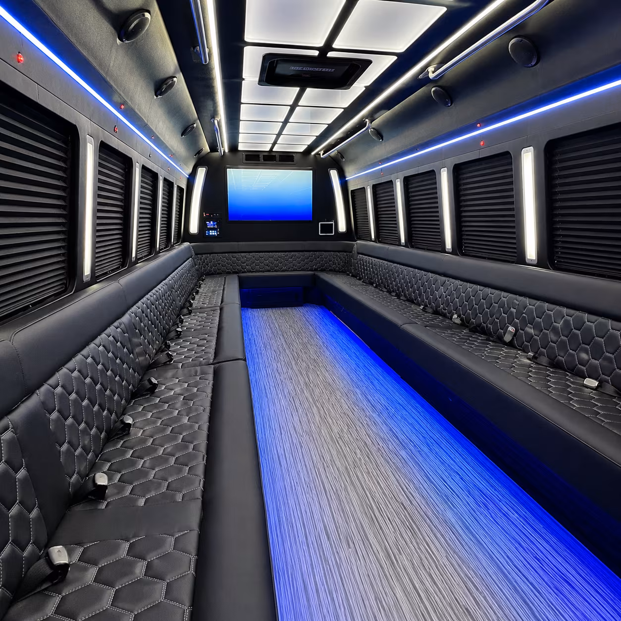 West Valley City Sporting Event Transportation party bus interior