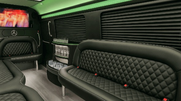 Interior of West Valley City Party Bus Company's 14 Passenger Sprinter Limousine in Taylorsville
