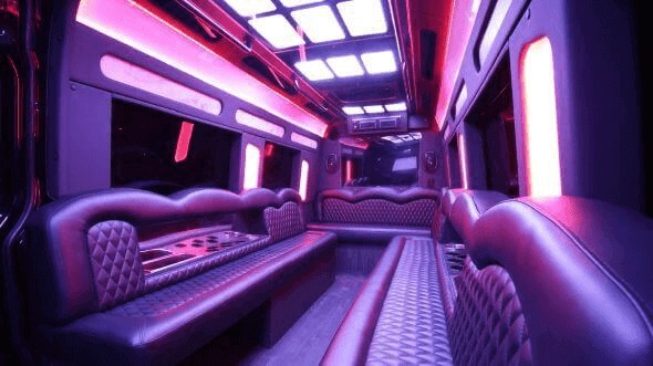 Interior of West Valley City Party Bus Company's 15 Passenger Party Bus in Draper