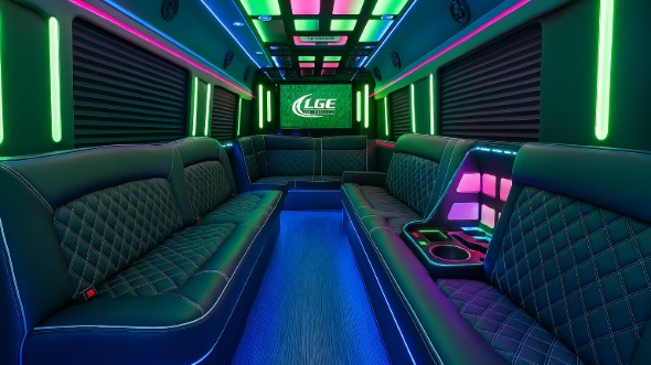 Interior of West Valley City Party Bus Company's 20 Passenger Party Bus in South Jordan