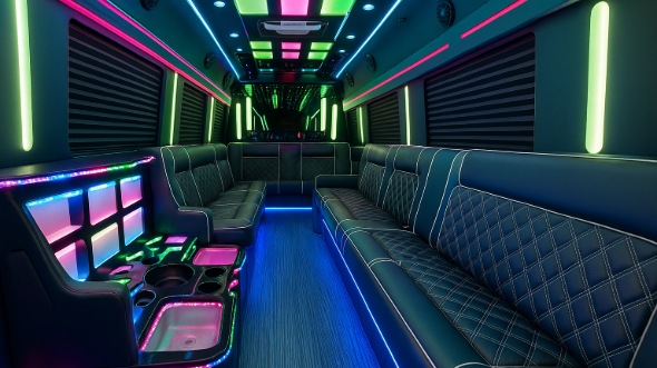 Interior of West Valley City Party Bus Company's 20 Passenger Party Bus in Taylorsville