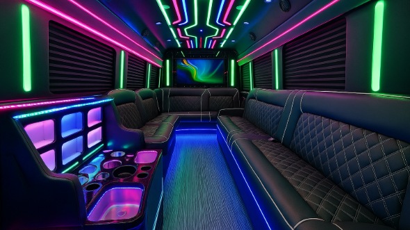 Interior of West Valley City Party Bus Company's 28 Passenger Party Bus in Millcreek