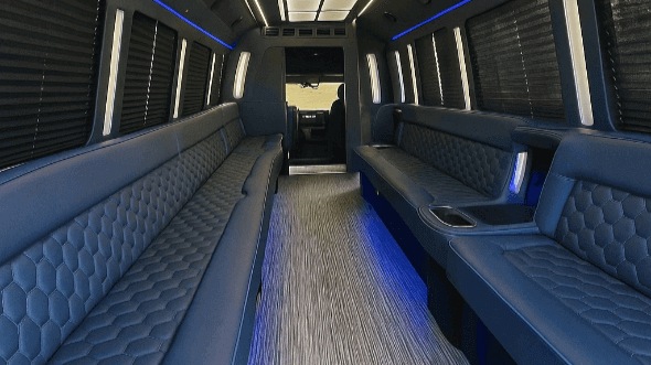 Interior of West Valley City Party Bus Company's 30 Passenger Party Bus in Sandy