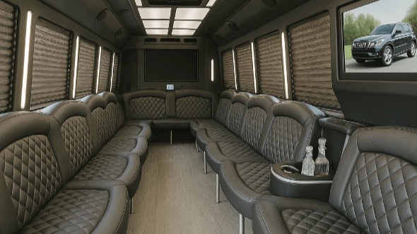 Interior of West Valley City Party Bus Company's 50 Passenger Party Bus in Draper