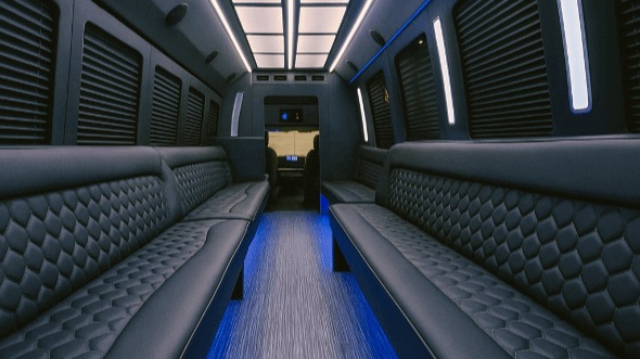 Interior of West Valley City Party Bus Company's 50 Passenger Party Bus in West Jordan